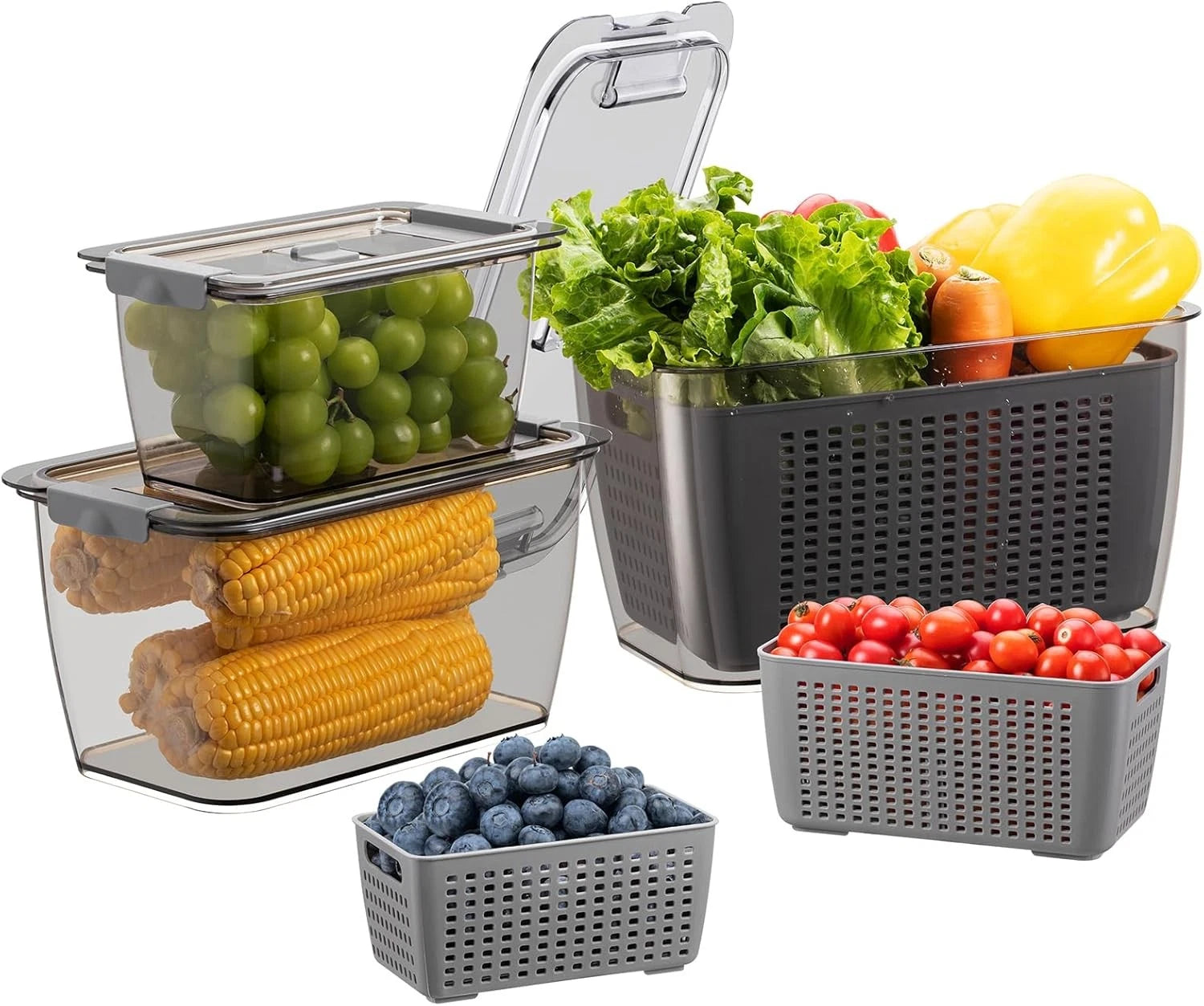 Fresh fruit and vegetable storage container, set of 3 07FC0E-D4 - KOEEK