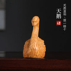 Swan Figurine Jade Car Figurine Tabletop Decorative Item Cliff Pine Wood 07FC0E-D4 - KOEEK