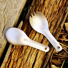 Titanium Spoon Spork Portable Ultralight Short Handle Camping Outdoor Tableware 07FC0E-D4 - KOEEK