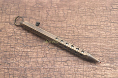EDC Handmade Six-Edge Brass Pen Practical Ballpoint Pen Pocket Keychain Pen 07FC0E-D4 - KOEEK