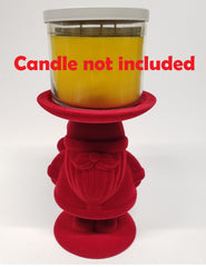 ! Bath Body Works RED FLOCKED SANTA GNOME 3-Wick Candle Holder Stand Pedestal 07FC0E-D4 - KOEEK