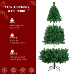 7 FT Pre-lit PVC Artificial Half Christmas Tree 8 Flash Mode w/ 250 LED Light 07FC0E-D4 - KOEEK