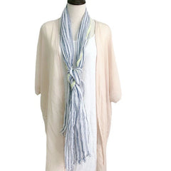 Mens Flax Linen Preppy Scarf Breathable Casual Stripe Neckerchief Shawl 07FC0E-D4 - KOEEK