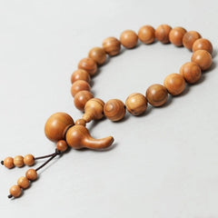 Peach Wood Car Pendant Buddha Beads Gourd Rearview Mirror Hanging Ornament 07FC0E-D4 - KOEEK