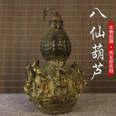Brass Gourd Figurine Eight Immortals Design Feng Shui Home Entryway Decor 07FC0E-D4 - KOEEK