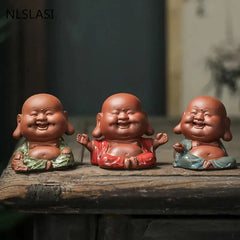 Purple Clay Tea Pet Tea Monk Buddha Figurine Ornaments Handmade Crafts Tea Set 07FC0E-D4 - KOEEK