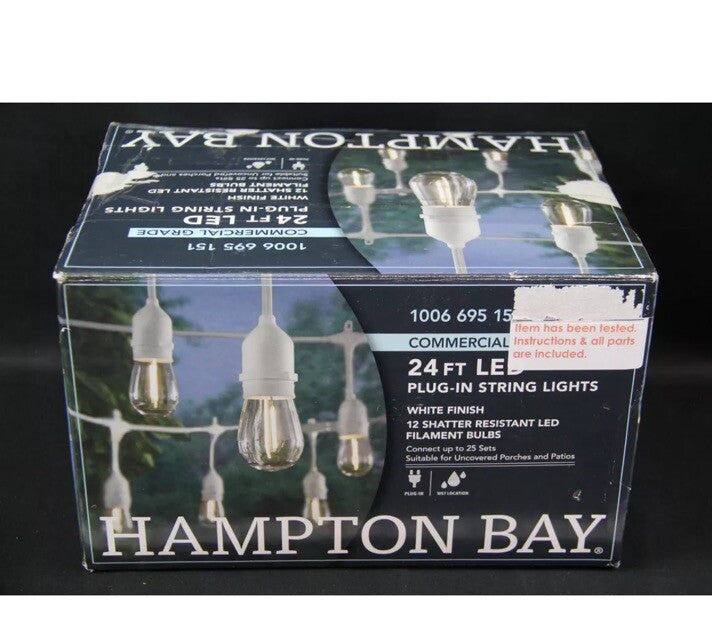 ! HAMPTON BAY Indoor/Outdoor 24 ft. 12-Light Plug-In Edison Bulb String Light HAMPTON BAY - KOEEK
