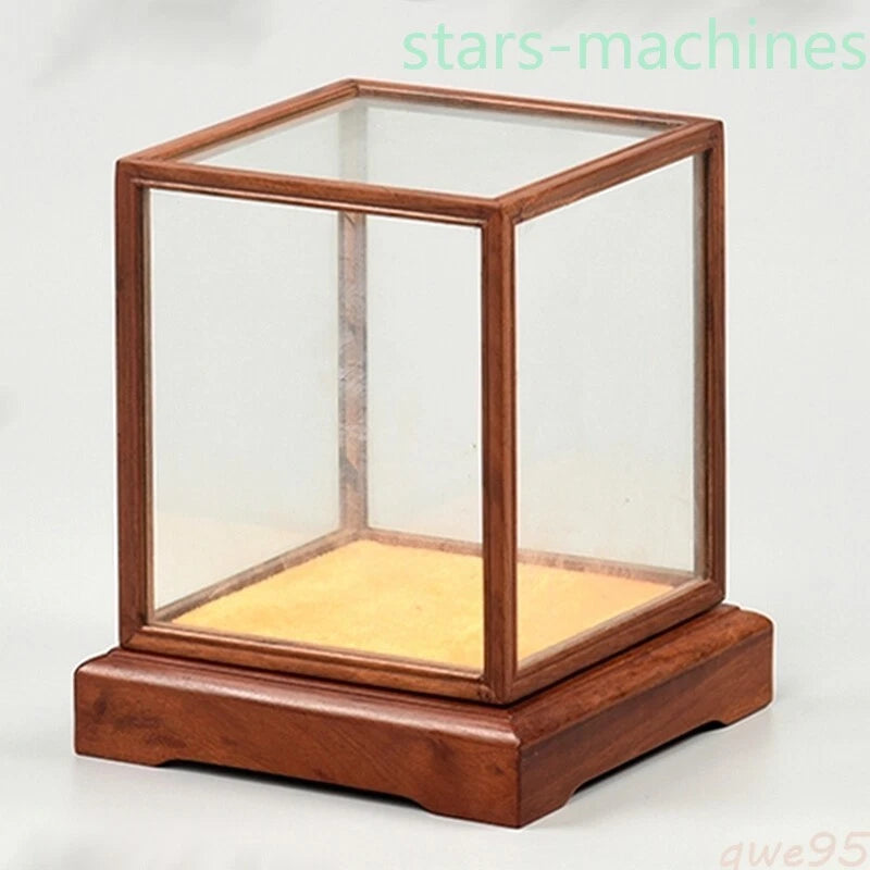 Hua Li Wood Trim Square Display Box Transparent Glass Case Cover 07FC0E-D4 - KOEEK