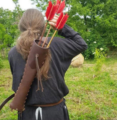 Medieval PU Leather Back Bow European Arrow Quiver Holder Stage Perform Props 07FC0E-D4 - KOEEK