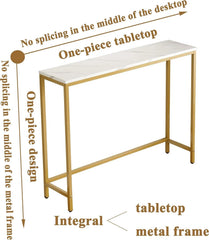 Entryway Dresser,Faux Marble MDF SofaTable withGold Border (Single,White Marble) 07FC0E-D4 - KOEEK