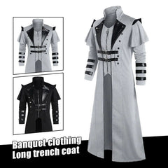 Long Trench Men's Medieval Victorian Style Frock Coat Cape Cloak Costume Jackets 07FC0E-D4 - KOEEK