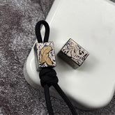 Titanium Keychain Parachute Cord Bead Pendant Knife Lanyard EDC Bead Zipper Head 07FC0E-D4 - KOEEK