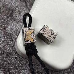 Titanium Keychain Parachute Cord Bead Pendant Knife Lanyard EDC Bead Zipper Head 07FC0E-D4 - KOEEK