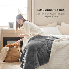 Large Sherpa Wool Blanket - Gray, 90x90 inches, Thickened for Warmth 07FC0E-D4 - KOEEK