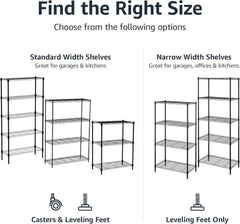4 Wire Storage Shelves, Adjustable, Sturdy, Easy to Assemble, Black 07FC0E-D4 - KOEEK