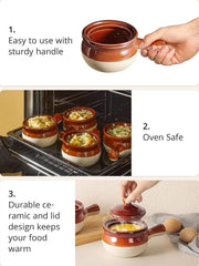 French Onion Soup Servers, Ceramic Soups with Handles, 18 OZ Servers for Cereal 07FC0E-D4 - KOEEK