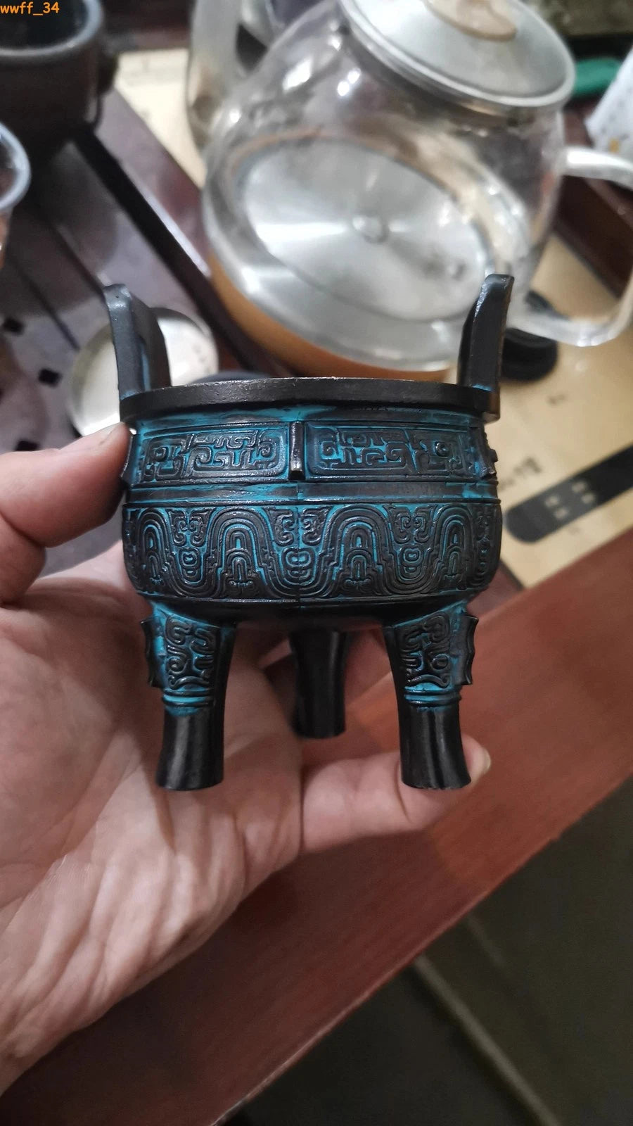 Bronze Tripod Bronze Ware Craftsmanship Home Wine Cabinet Display Office Ornamen 07FC0E-D4 - KOEEK