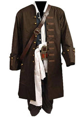 Cosplay Pirates of the Caribbean Jack Sparrow Full Suit Costume Outfit Coat Hot 07FC0E-D4 - KOEEK