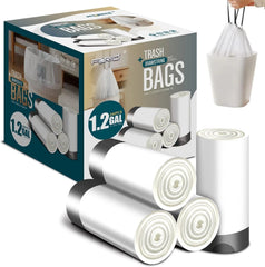 Mini drawstring garbage bags - 1.2 gallon white plastic garbage bags, 240 pieces 07FC0E-D4 - KOEEK