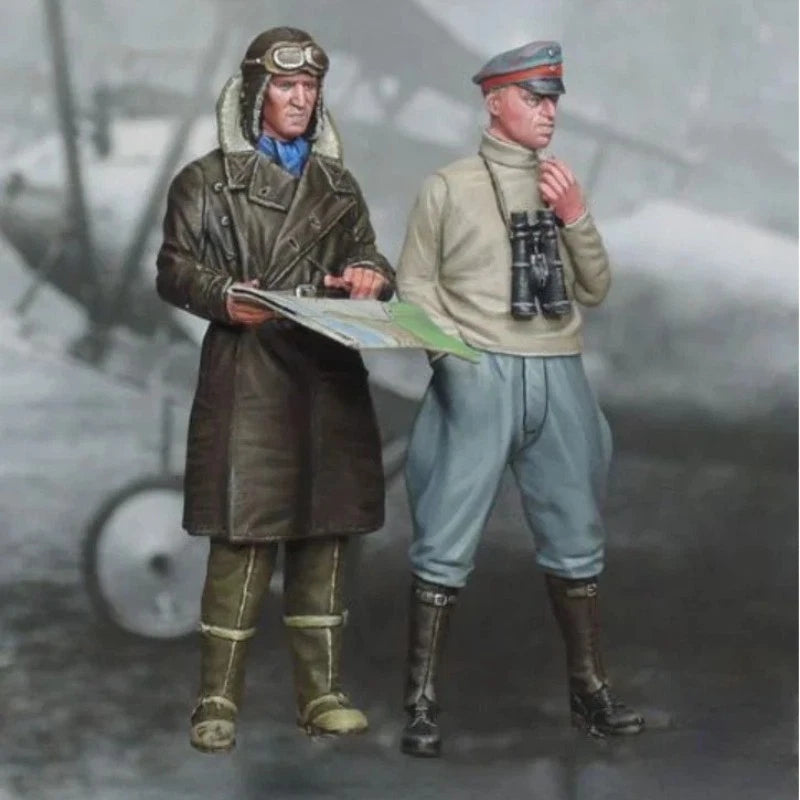 1/32 Resin Figrue Model Kit Fighter Pilots Set 2 Figures Unassembled Unpainted 07FC0E-D4 - KOEEK