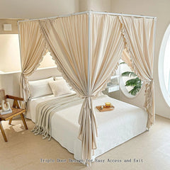 Princess Canopy Bed Curtains with Top Ties - Windproof & Lightproof for Girls' 07FC0E-D4 - KOEEK