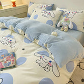 4Pcs Cinnamoroll Beddings Flannel Duvet Cover Sheet Pillowcase Warm Sets 07FC0E-D4 - KOEEK