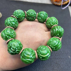 20mm Dragon Bead Bracelet Carved Dragon Year Buddhist Prayer Beads Jewelry 07FC0E-D4 - KOEEK
