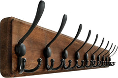 Wall-mounted coat rack, 38 9/16 inches long, 10 triple hooks, brown finish 07FC0E-D4 - KOEEK