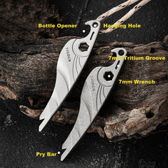 EDC Titanium Pry Bar Crowbar Wrench Bottle Opener Keychain Pocket Multi Tools 07FC0E-D4 - KOEEK
