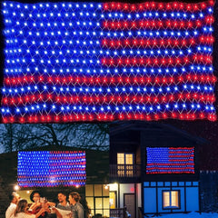 () American Flag Lights, 420 LED USA Flag Net Lights, Outdoor Waterproof 07FC0E-D4 - KOEEK