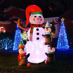 6ft / 8ft Christmas Inflatable Snowman LED Lighted Blow-up Yard Lawn Decoration 07FC0E-D4 - KOEEK