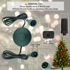 Christmas Tree LED Power Cord Foot Switch Control Raintight 5/8inch Plug 6Ft 07FC0E-D4 - KOEEK
