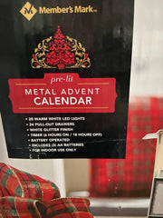 Advent Calendar 24 Doors Costco Metal w/ Lighted Christmas Scene NIB COSTCO - KOEEK