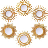 6 Pcs Decorative Mirrors - Small Circle Sun Mirrors for Wall Art - Entryway 07FC0E-D4 - KOEEK