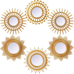 6 Pcs Decorative Mirrors - Small Circle Sun Mirrors for Wall Art - Entryway 07FC0E-D4 - KOEEK