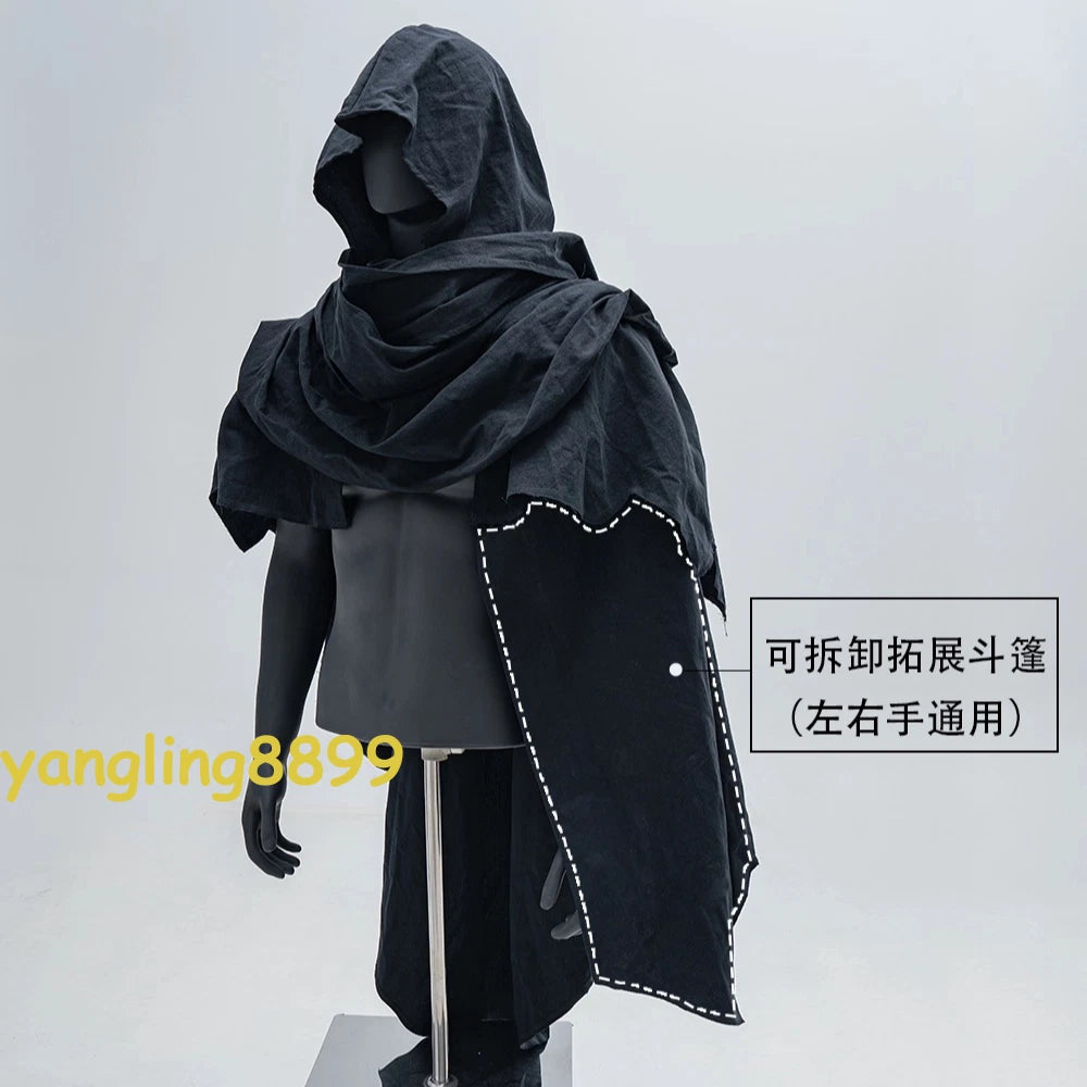 Black Industrial Retro Cotton Linen Cape Collar Shawl Natural Vintage Cosplay 07FC0E-D4 - KOEEK