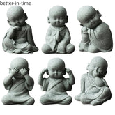 1Pc Buddhist Monks Figurine Buddha Stone Statue Chinese Fengshui Zen Decoration 07FC0E-D4 - KOEEK