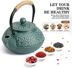 Cast Iron Teapot, 30oz/900ml Tetsubin Tea Pot with Infuser for Loose Leaf 07FC0E-D4 - KOEEK