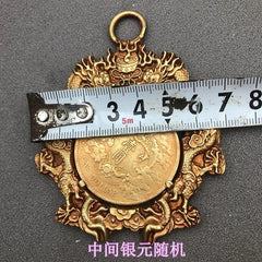 Gilding Pendant Double Dragon Copper Gilding Ornaments Gold Auspicious Pendant 07FC0E-D4 - KOEEK