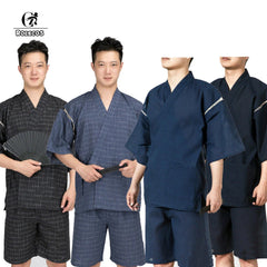 Japanese Mens Pajamas Sets Loungewear Jinbei Kimono Short Sleeve Pants Sleepwear 07FC0E-D4 - KOEEK