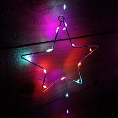 Premier 303 Rainbow Multicolour Pinwire LED Star Window Curtain Christmas Lights PREMIER - KOEEK