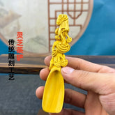 Boxwood Carved Lingzhi Tea Scoop Home Décor Chinese Style Handicraft Ornament 07FC0E-D4 - KOEEK