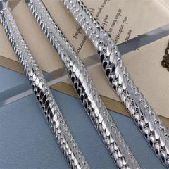 Pure S999 Fine Silver Chain 10mm 12mm 14mm Cuban Curb Link Bracelet 7.1-8.7inch 07FC0E-D4 - KOEEK