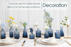 12Pcs Blue Glass Bud Vases Set, Small Vases for Flowers,Perfect for Centerpieces 07FC0E-D4 - KOEEK