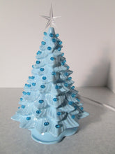 "Light Blue Glazed Ceramic Christmas Tree" ly Made/ Extra Lights 07FC0E-D4 - KOEEK