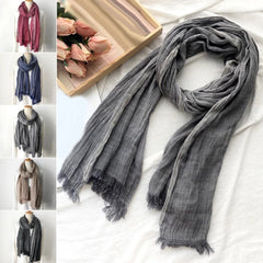 Cotton Linen Men's Scarf Autumn Winter Striped Tassel Scarves Shawl Wrap Unisex 07FC0E-D4 - KOEEK