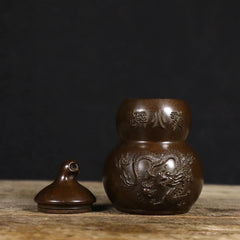 13.8cm Bagua Fire Dragon Gourd Bottle Figurine Feng Shui Copper Home Decor 07FC0E-D4 - KOEEK