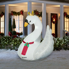 GEMMY 6FT SWAN Christmas Airblown Inflatable w Metallic Wings Lighted Yard Decor GEMMY - KOEEK