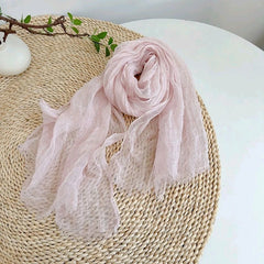 Women Flax Linen Thin Soft Scarf Breathable Summer Shawl Plain Color Scarves 07FC0E-D4 - KOEEK