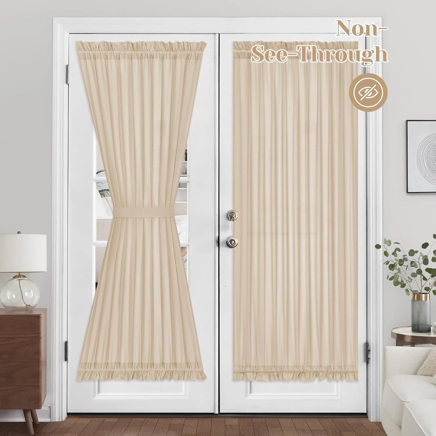 Low-transparency side window French curtains, 54 inches wide x 72 inches long. 07FC0E-D4 - KOEEK